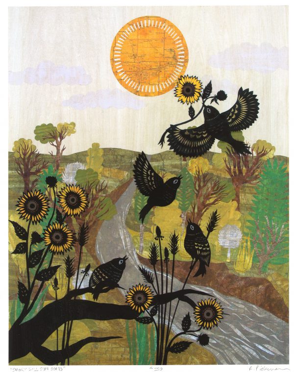 Smoky Hill Sun Song - a cut-paper collage